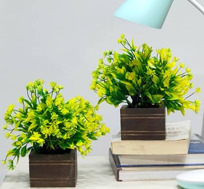 Flipkart SmartBuy Set of 2 For Home Office, Table top Bonsai Artificial Plant with Pot