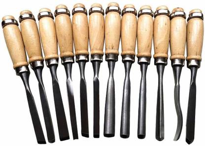 FRKB 12Pcs Wood Carving Chisel Set for Cutting and Carving Wood Firmer Chisel Set