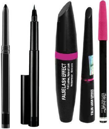 LYFFA beauty Black waterproof ,Smudge proof HDA64 Makeup Beauty Kajal & High Quality Waterproof Liquid-Eye Liner 36H No Smudge Suitable For Contact Lens Users 3 g Deep Black & 3in1 Eyeliner , Mascara , Eyebrow Pencil