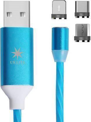Helobious Magnetic Charging Cable 1 m Multi Connection 3-In-1 Cable Charger with LED for Android, Magnetic USB Charging Cable, All Type C Mobiles and IOS Mobiles Fast Charging Cable Magnet Cables USB Type C Cable Magnetic Lighting USB QC Charging Data-Transmission 1 m Magnetic Charging Cable 1 m Magnetic Charging Cable