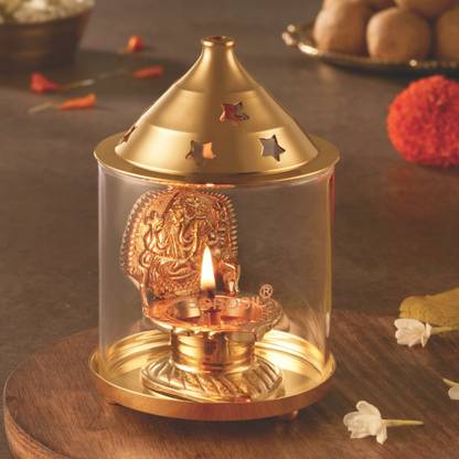 BOROSIL Shree Ganpati Diya Medium Brass Table Diya