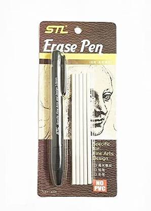 Levin STL Eraser Pen Mechanical Refillable Erase Pen with 5 Eraser Refills for Fine Artwork Sketching Drawing Arts Graphics Designs,Black Eraser