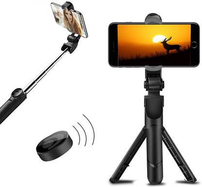 Blueskull XT-02 Bluetooth Extendable Selfie Stick with Wireless Remote and 2 Level Fill Light for Making TikTok, Vlog Videos and Tripod Stand Selfie Stick for Creating TIK Tok, Vlogs, Youtubers 3 Axis Gimbal for Mobile, Camera