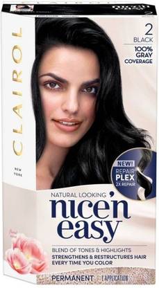 Clairol Nice'n Easy Permanent Hair Color 2 Black 1 Kit , 2 Black