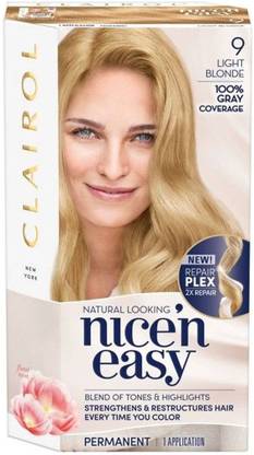 Clairol Nice'n Easy Permanent Hair Color 9 Light Blonde 1 Kit , 9 Light Blonde