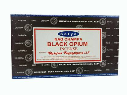 Quickcollection Satya Nag Champa Black Opium Incense Stick Masala, Aggarbatti, Long Lasting Fragrance, + Free Incense Holder (Pack of 6)