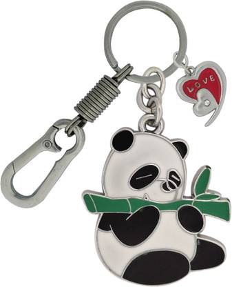 SHOKY LOOKS Panda Eating Bamboo with Beautiful Red Love Heart Key Chain
