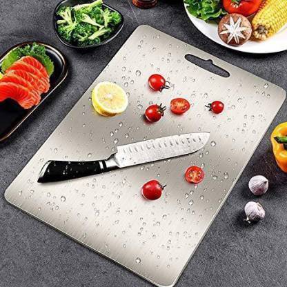 AVATAR Multipurpose Food-Grade kitchen heavy duty serving chopping serving cut dough board for fruits vegetables and meat Stainless Steel Cutting Board Size 39*26*0.2 CM Kitchen Tool Set
