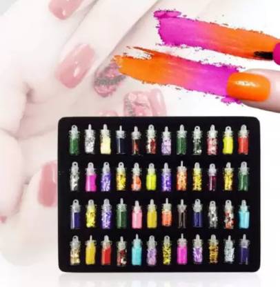 feelhigh Nail Art Sequins Glitter Stickers Powder Manicure Polish Mixed Design Case Set