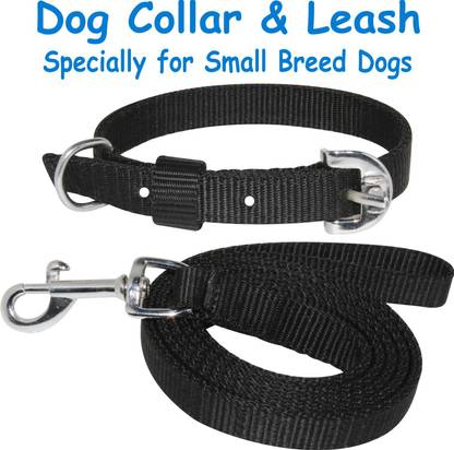 PEDIGONE Dog Belt Combo of Black Dog Collar with Dog Leash Specially for Small Breeds Dog Collar & Leash