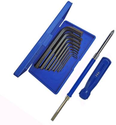 DUMDAAR Heavy duty 9pc Hex Allen key set and 2in1 Screwdriver (Pack of 2) Hand Tool Kit