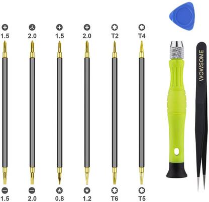 WOWSOME Mobile Repairing Tool Kit Screwdriver Set With Opener and Tweezer (+1.5, -0.8, +1.5, -1.5, +2.0, star 1.2, Y2.0, -2.0, T2, T6, T4, T5) Precision Screwdriver Set