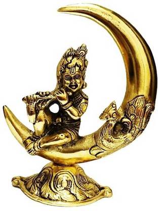 vk collection Lord Krishna sitting on moon, Idol Krishan Statue, Laddu Gopal Makhan Chor Decorative Showpiece  -  15 cm