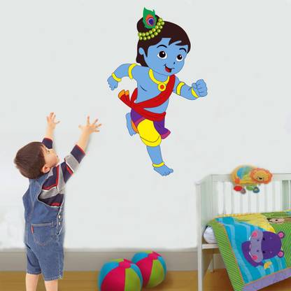 Saiii Designs 57 cm Lord Krishna Wall Sticker to add life to your Walls Self Adhesive Sticker