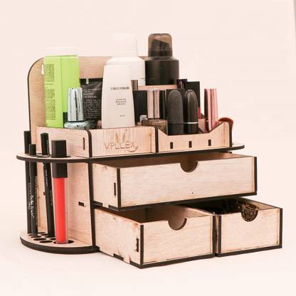 Hiru 3 Drawers makeup organizer wooden make up organizer vanity makeup storage wood perfume organizer brush lipstick holder Cosmetic Organizer Box for bathrooms,vanity counters, dressers & tabletops Vanity Drawer Beauty Organizer 3 Drawers - Wooden Cosmetic Storage Box for Neat & Organizer Storing of Makeup Tools, Jewelry, Small Accessories at Home & Office Vanities & Bathroom Counter-top Vanity Box
