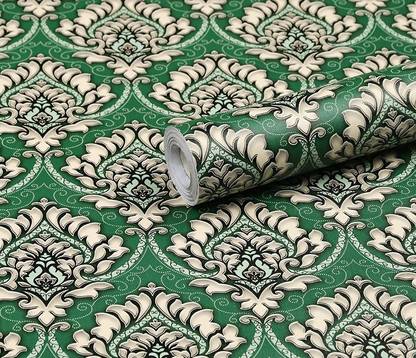 CRIMSON DECORS Decorative Green, Multicolor Wallpaper