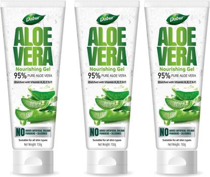 Dabur Aloe vera Nourishing Gel with No added Artifical Colour , Parabens or Silicones (150 g each , Pack of 3)