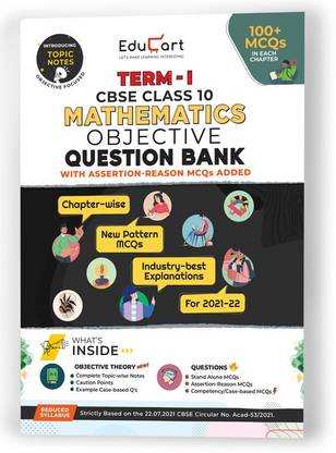 Educart Term 1 Mathematics MCQ Class 10 Question Bank Book 2022 (Based on New MCQS Type Introduced in 2nd Sep 2021 Cbse Sample Paper)