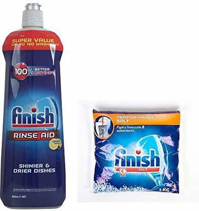 Finish Rinse aid Lemon 800ml and 1kg Salt Combo Dishwashing Detergent