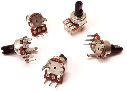 ERHIndia (Pack of 5 pcs) 100k Volume Control Variable Resistor Potentiometer 100 k 3 pin Controller for Amplifier Kits, Home Theater, and Other Applications Motor Control Electronic Hobby Kit