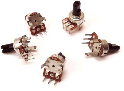 ERHIndia (Pack of 10 pcs) 100k Volume Control 3 pin Variable Resistor Potentiometer 100 k 3 pin Controller for DIY and Amplifier Kits Electronic Components Electronic Hobby Kit