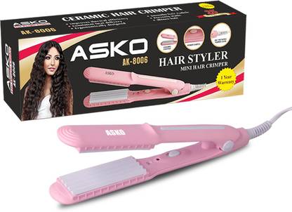 ASKO Professional Hair Crimper Beveled edge for Crimping, Styling and volumizing with Ceramic Technology for gentle and frizz-free Crimping Electric Hair Styler - Ak - 8006 Hair Curler