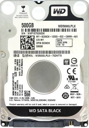 WD Sata High Performance 7200 RPM 500 GB Laptop Silver SATA Internal Hard Disk Drive (HDD) (7200 RPM Trusted Laptop Hard Drive)