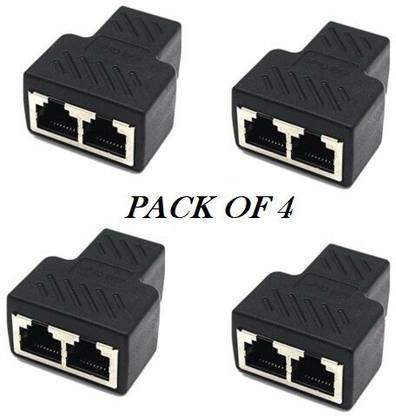 99Gems PREMIUM RJ45 Splitter Adapter 1 to 2 Dual Female Port CAT 5/CAT 6 LAN Ethernet Socket Splitter Connector (PACK OF 4) Wired Ethernet Lan Adapter compatible with Linux, Mac, Windows