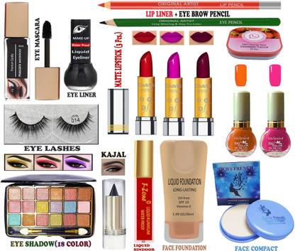 CLUB 16 Makeup Kit for Bridal,Office and College Going Girls All in One Professional Makeup of 16 Makeup Items AJ19