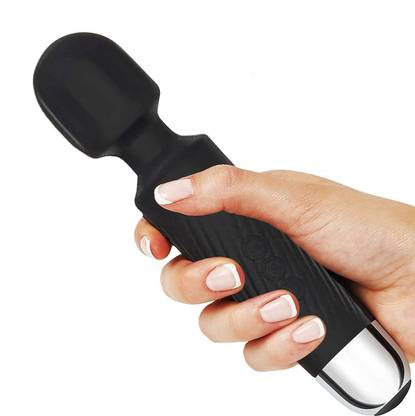 EasySmart Rechargeable Personal Body Wand Cordless Eva Massager Machine with 28 Vibration Modes and Water Resistant (Black) Handheld Cordless Personal Body Massager for Women & Men 20 Modes and 8 Speed of Vibration, Waterproof, Portable, Quite & Powerful Motor - Flexible Neck Massager