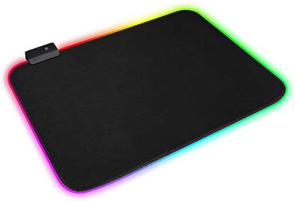 LipiWorld RGB Gaming Mouse Pad, 14 LED Mode Non-Slip Rubber Base Mouse Pad for Computer/Laptop (350mm x 250mm x 4mm, Black) Non Slip Base Dual Sided Mousepad