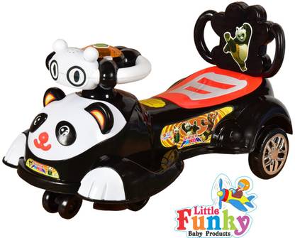 Little Funky CS Super Panda Magic Baby Big Panda Manual Push Twister Ride On Car for Baby Kids Children and Toddlers with Twin LED Lights & Music Car Black Rideons & Wagons Non Battery Operated Ride On