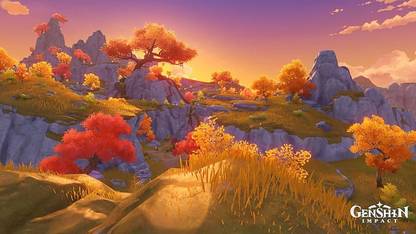 Pc Gaming Video Games Genshin Impact Sunset Landscape Matte Finish Poster Paper Print