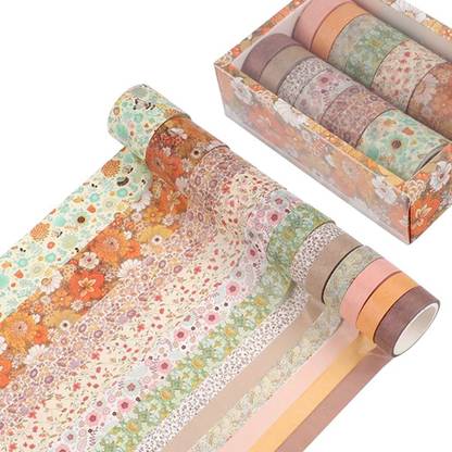 HASTHIP 12 Rolls Washi Tape Set,Aesthetic Decorative Washi Tape Multi-Pattern Decorative Adhesive Tape Basic Solid Color Paper Sticker Collection for DIY Craft Theme,  Scrapbook Kit
