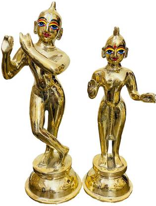krishnagallery1 Astadhatu Brass Radha Krishan Murti Pure Brass Pital Radha Krishan Statue For Home Temple Poojan Use , Office , Gifted Radha Krishan Idol Decorative Showpiece  -  28 cm