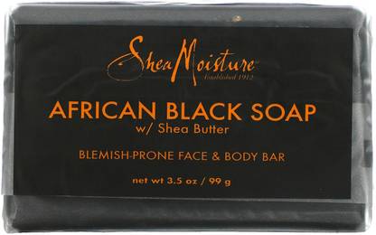 Shea Moisture African Black Soap Bar w/ Shea Butter Blemish-Prone Face & Body Bar 3.5 oz
