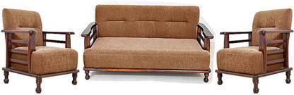DRYLC फर्नीचर Solid Wood Sheesham Wood 3+1+1 Five Seater Sofa Set For Living Room, Guest Room कपड़ा 3 + 1 + 1 प्राकृतिक सोफ़ा सेट