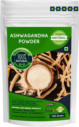 NATURAL AND HERBAL PRODUCTS Ashwagandha Powder For Height Growth, Skin Care, Tea, Hair Care, Immunity Booster