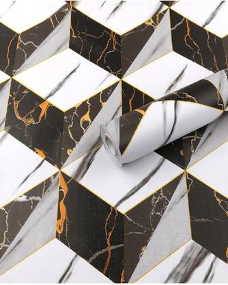 AmazingKarts 304.8 cm 3D Marbel Structured Multicolor Waterproof Wallpaper (304.8 x 45.72 cm) Self Adhesive Sticker