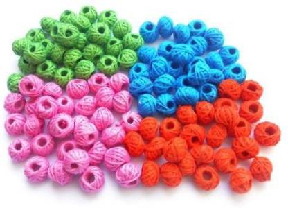 SPARKLE Multi Color Cotton Thread beads Pack Of 100