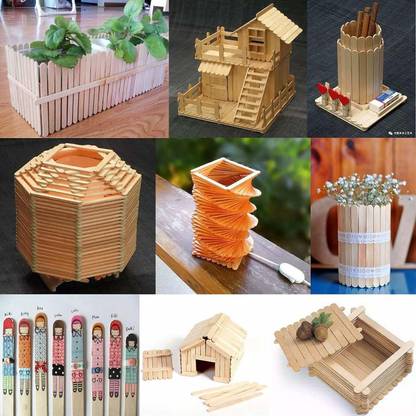 TITIRANGI 11cmX1cm Natural 90 Pcs Wooden White Ice Cream Stick Popsicle Stick for Art and Craft, Ice Cream and School Project (90 Stick,White)