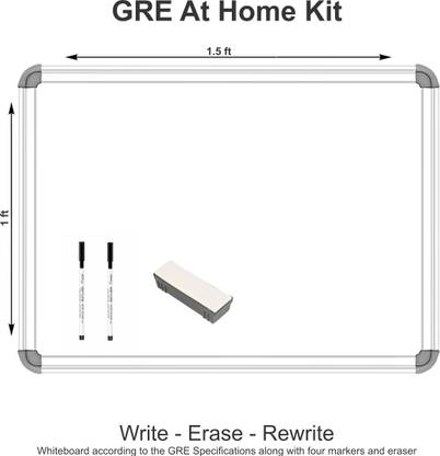 Neniva GRE General Test at Home Test Simulation Kit | Whiteboard with 4 Fine Tip Markers and Eraser/Duster White board