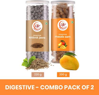 Life Khitmit Jeera(220g), Masala Aam(200g) Digestive Candy Pack of 2 Candy Cumin, Pomegranate, Mango, (Combo Pack 420g) mango, Khitmit Jeera Candy