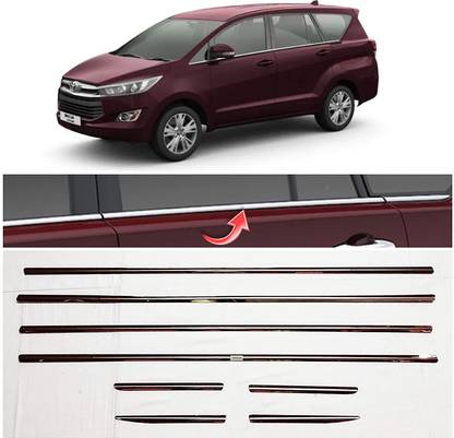 GOODSPECKER Window Garnish - Toyata Innova Crysta (Set of 8 Pcs) Chrome Toyota Innova Crysta Front Garnish