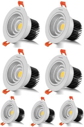 Hybrix HQ LED (6 WATT) COB Spot Light, Down Light, Ceiling light, COB Light, Elegant Aluminum Body, 30° Adjustable, BridgeLux Optical COB, Natural Warm White Light Color (Pack of 7) Recessed Ceiling Light Ceiling Lamp