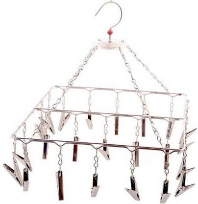 Om Shiv Stainless Steel Cloth Clip Hanger/Jhummar/Stand/Rack, Steel Baby Cloth Hanging Rack/Stand Stainless Steel Cloth Clips