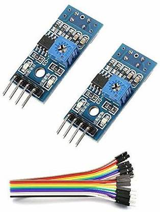 Aktronics TCRT5000 Infrared Reflective IR Photoelectric Sensor Switch Module 3.3-5V Obstacle Avoidance Barrier Line Track Sensor Module with 8Pcs Male To Female Jumper Wire (Pack of 2) Electronic Components Electronic Hobby Kit