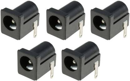 INSIGNIA LABS 3Pin Black DC Power Jack Socket Connector | DC-Connector Female Jack (Pack of 5) Electronic Components Electronic Hobby Kit