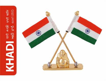Fonax National Flag of India With Ganesh Idol Rectangle Car Dashboard Flag
