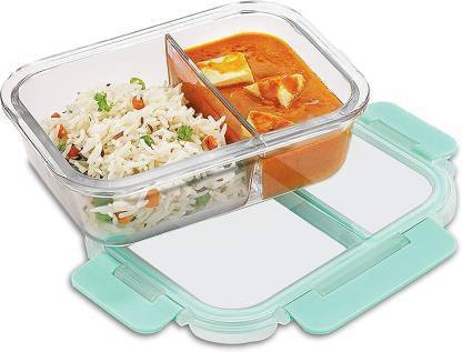 LIBRA 2 Partition/ Compartment Lunch Box/ Container Glass Lunch Box Food Storage Container ( 1 Box ) 1 Containers Lunch Box